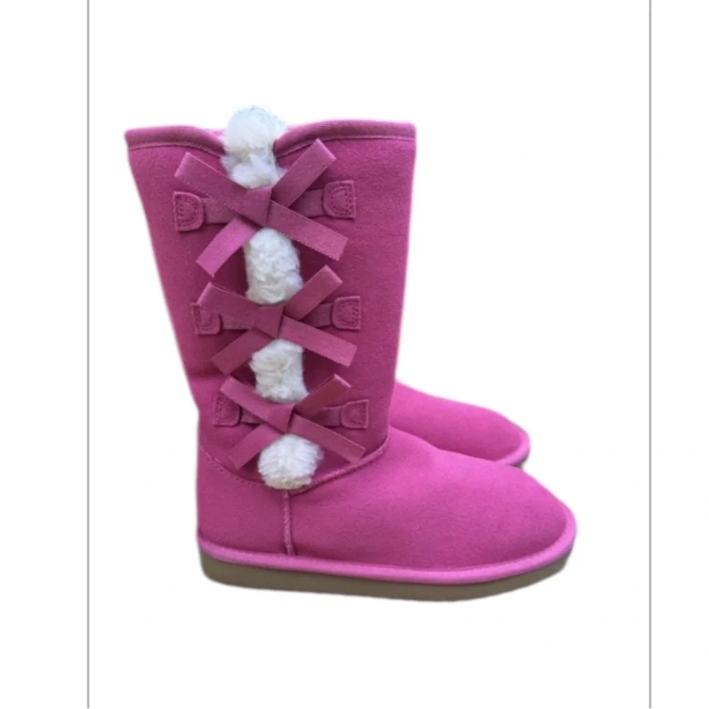 KOOLABURRA BY UGG Suede bow tall pink boots size 4